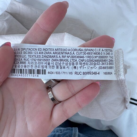 Zara Cap Sleeve V-Neck T-Shirt Off White XS - Picture 7 of 9